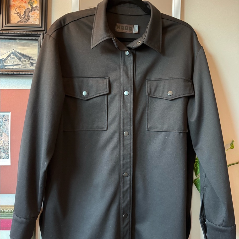 HOBO Black Lightweight Shirt Jacket with Chest Flap Pockets
